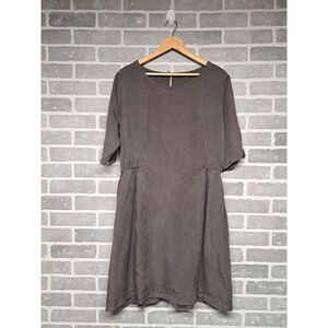 TANAGA Made in Italy Womens Gray‎ Waist Elastic Knee Dress Size XL 100% Tencle
